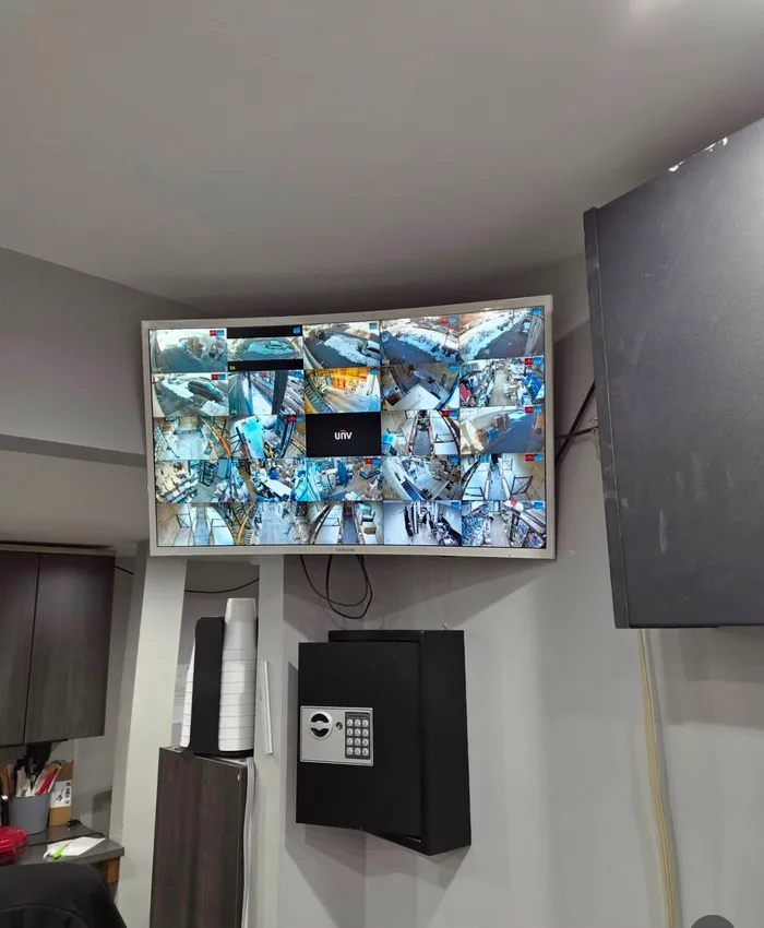 Multi-camera monitor wall checked after an install